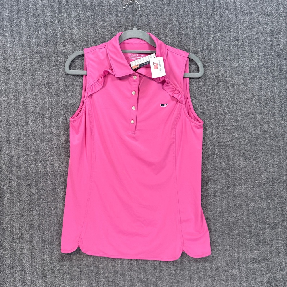 Vineyard Vines Shirt Womens Small Pink Sleeveless Polo Performance Stretch NEW